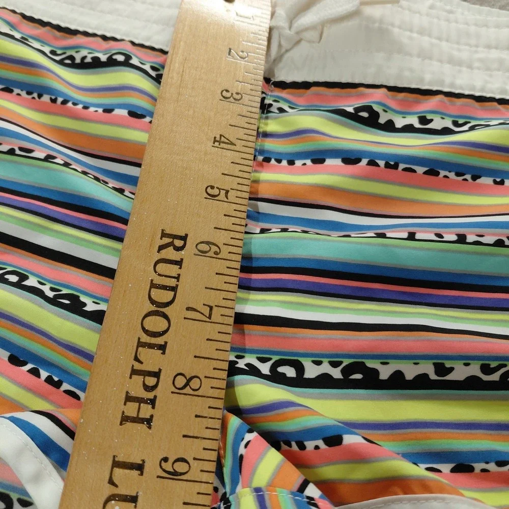 Op Y2K Vintage Multi Stripe Lowrise Swim Athletic Drawstring Shorts Women's L